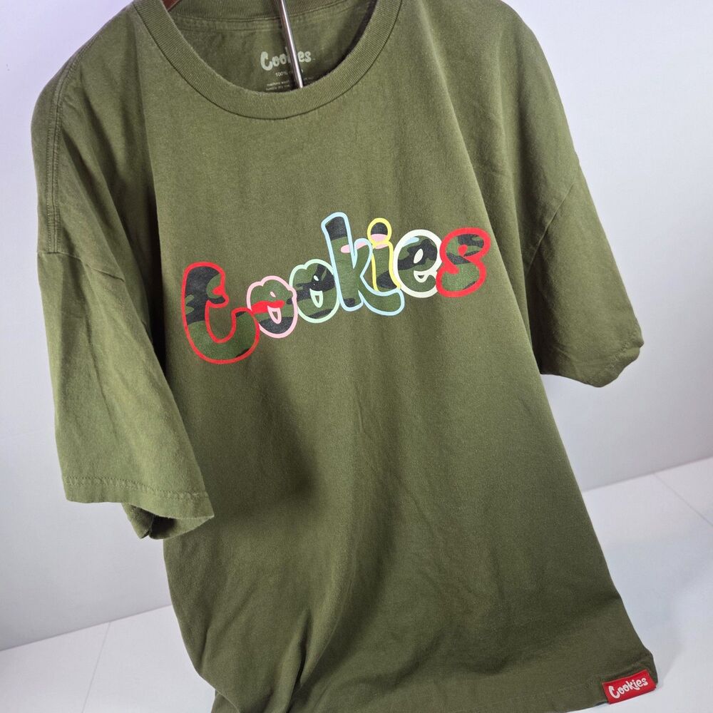 Cookies SF Spell Out Logo T-Shirt Olive Green 3XL